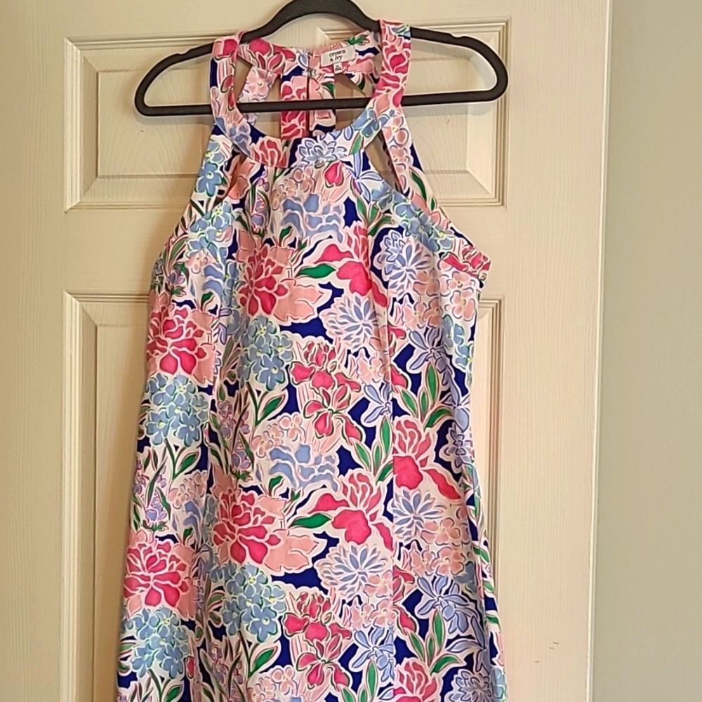 crown & ivy Pink Navy Floral Halter Sundress